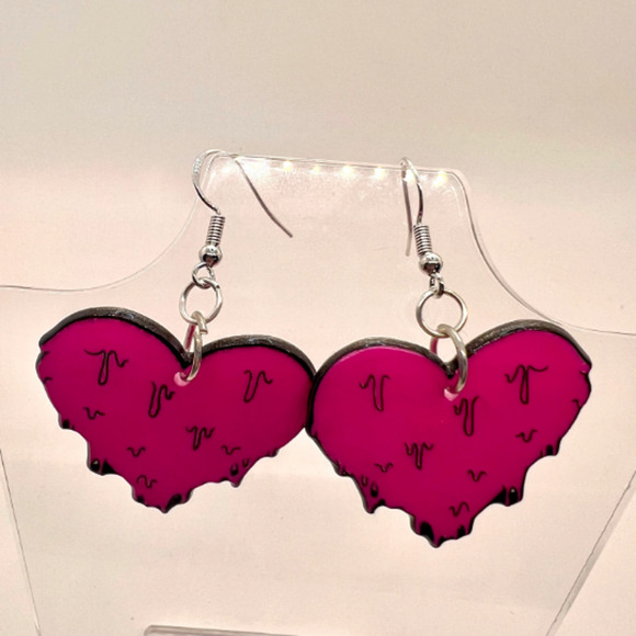 Melting Heart Earrings - Valentines Day Earrings - Liquid Earring - Love Earring - Picture 2 of 9